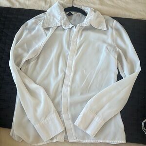 Sheer white button down top